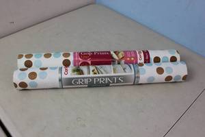 lot 60 image: NEW - 2 ROLLS Con-Tact 04F-C7HT4-06 Shelf Liner Grip Prints 4 ft. L X 18 W BlueBrown Polka Dots Non-Adhesive BlueBrown 790444018579 MSRP $14.98