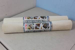 lot 62 image: NEW - 2 ROLLS Con-Tact Ultra Grip White ShelfDrawer Liner 20 X 4FT 790444066525 MSRP $14.98