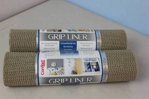 lot 108 image: NEW - 2 ROLLS Con-Tact Brand Grip Classic Non-Adhesive Shelf, Cabinet and Drawer Liner, 12 x 12 BROWN 790444625906 MSRP $25.98