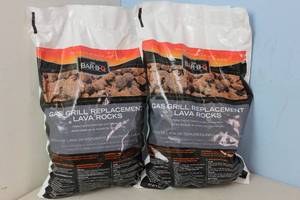lot 117 image: NEW - 2 Bags Mr Bar B Q Bagged Natural Lava Rock, 7 Pound EACH 076903050022 MSRP $29.98