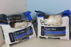 lot 402 image: 2 Bags of Cat Litter Damage Packaging