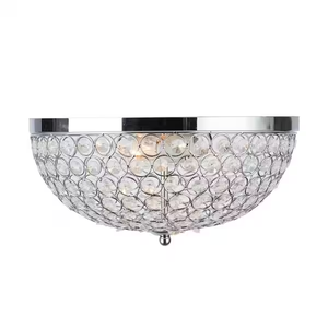 lot 4 image: NEW - Home Decorators Collection Juliard 2-Light Chrome and Crystal Flush Mount 092903920271 MSRP $79.97