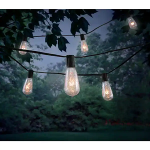 lot 10 image: NEW - Hampton Bay OutdoorIndoor 10 ft. Plug-In Incandescent ST40 Crackle Bulb String Light (10-Heads) 842674050239 MSRP $19.97