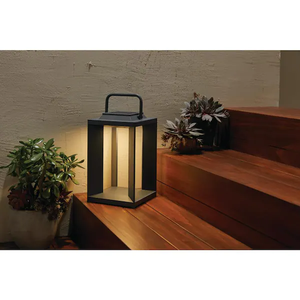 lot 35 image: NEW - Hampton Bay Solar 11.75 in. Grey Outdoor Plastic LED Lantern Lamp 6921341910176 MSRP $24.97