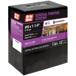 lot 46 image: NEW - Grip-Rite #6 x 2 in. Philips Bugle-Head Coarse Thread Gold Screw (5 lbs.Pack) 764666109162 MSRP $27.78