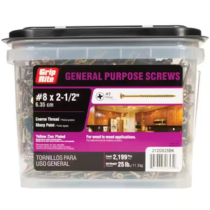 lot 48 image: NEW - Grip-Rite #8 2-12 in. Philips Bugle-Head Drywall Screws (25 lbs.Pack) 764666513952 MSRP $64.28