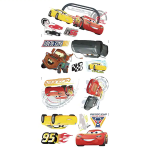 lot 71 image: NEW - RoomMates 5 in. x 11.5 in. Red Disney Pixar Cars 3 15-Piece Peel and Stick Wall Decals 034878543819 MSRP $24.98