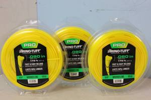 lot 148 image: NEW - 3 Packs of Rino-Tuff Universal Fit .080 in. x 175 ft. Pro Marked Replacement Line for Gas Corded and Cordless String Grass TrimmerLawn Edger 015221174508 MSRP $44.91