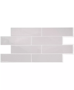 lot 101 image: NEW - 2 PACKS OF Smart Tiles 2pk Oslo XL Glossy Peel & Stick 3D Tile Paper Backsplash Gray 623996202465 MSRP $55.98