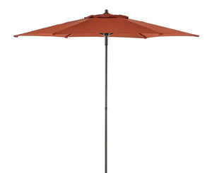 lot 215 image: NEW - StyleWell 7.5 ft. Steel Market Outdoor Patio Umbrella in Chili Red DOES NOT INCLUDE STAND 848681061312 MSRP $59.99