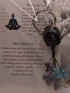 lot 621 image: NEW - Black Obsidian Gemstone Jewelry Keychain (Example Pictured - Stone May Have Slight Variations)