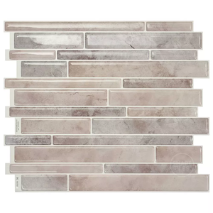 lot 134 image: NEW - 2 PACKS Smart Tiles Milano Todi Beige 11.55 in. x 9.63 in. Vinyl Peel and Stick Tile (2.80 sq. ft. 4-Pack) MSRP $57.96