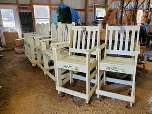 Six Patio Style Barstools On Homemade Casters