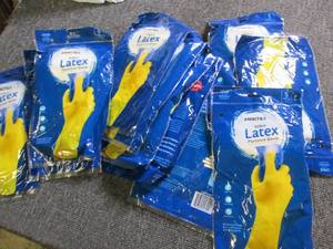 lot of 11 latex flock lined gloves ...