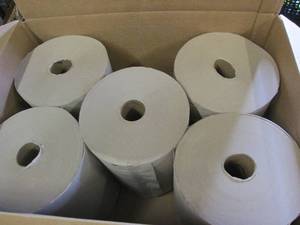 5 rolls of brown paper towels ...