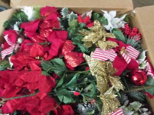 box of faux flowers...