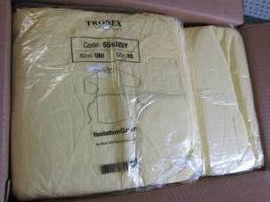 case of yellow isolation gowns ...