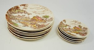 lot 28 image: (7) 10 Dinner (5) 5 Lunch Vintage Dinnerware Living Along the River