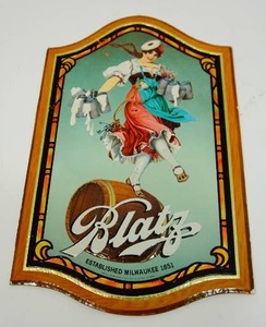 lot 34 image: Vintage Embosograph Blatz Cardboard Sign