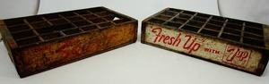 lot 45 image: 7-Up and Squirt Divided Wood Pop Crates