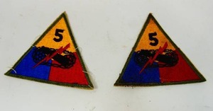 lot 110 image: MILITARY PATCH US ARMY COLORED SEW ON WW2 ERA NO GLOW 5TH ARMORED DIVISION GREEN