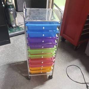lot 20 image: 10 Drawer Colorful Rolling Organizer 13x15x34