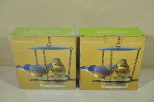 lot 88 image: 2 Mosaic Birds Floral Bird Feeders