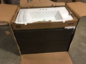 Larissa 31 in. W x 19 in. D Bathroom Vanity in Elm Ember with Cultured Marble Vanity Top in White with White Sink by Domani Customer Returns See Pictures