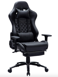 lot 314 image: Blue Whale Massage Gaming Chair with Footrest and 350LBS Metal Base,Thickened Seat Cushion,3D Adjustable Armrest, Big and Tall Ergonomic Office Computer Chair (1 ARM REST IS BROKEN)