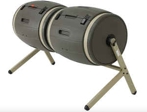 lot 330 image: Lifetime 60309 Outdoor Double Bin Rotating Composter, 100-Gallon, Pack of 1, Brown (OPEN BOX)