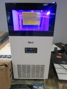 lot 301 image: Gilati Commercial Ice Maker Machine in White YD-Z45 (A FEW DENTS, DOOR PLASTIC BROKEN AROUND HINGE, STILL OPENS AND CLOSES, ELECTRONICS WORK, UNTESTED)