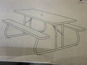 lot 338 image: Lifetime 22119 Folding Picnic Table, 6 Feet in Gray (OPEN BOX)