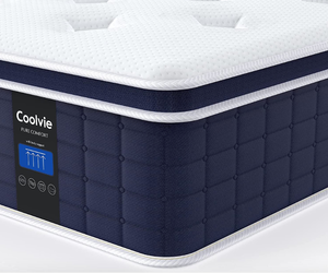 lot 357 image: Coolvie 12 Inch King Size Mattress, Hybrid King Mattress in a Box, 3 Layer Premium Foam