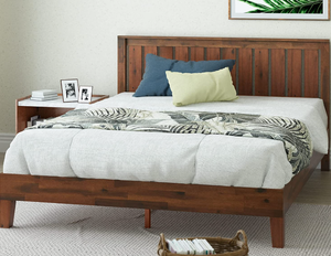 lot 360 image: ZINUS Vivek Deluxe Wood Platform Bed Frame with Headboard  Wooden Slat Support  No Box Spring Needed  Easy Assembly, Queen (OPEN BOX, UNTESTED)