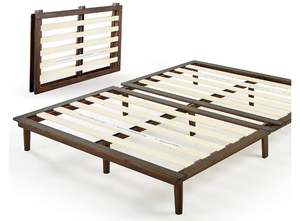 lot 361 image: ZINUS Bobbie 10 Inch Wood Platform Bed Frame  Mattress Foundation with Sturdy Wood Slat Support  Solid Acacia Wood  No Box Spring Needed  Tool Free Assembly, Queen (OPEN BOX)