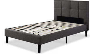 lot 351 image: ZINUS Lottie Upholstered Platform Bed Frame  Mattress Foundation Twin, Grey (OPEN BOX)