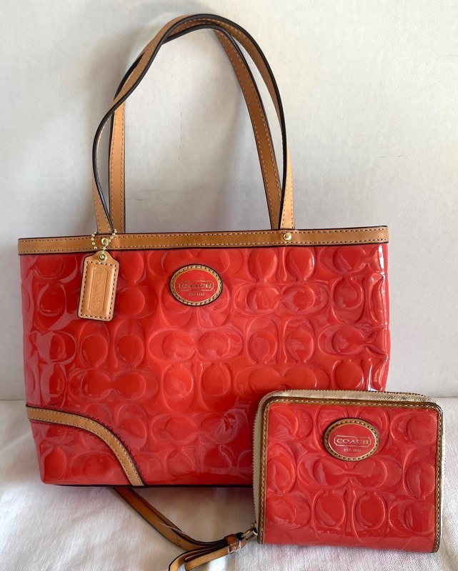 NWT $295 Coach C6337 Pebble Leather Day Tote Sun Orange Removable Zip Pouch  | eBay