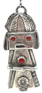 lot 21 image: Frank Yazzi Native American Navajo Kachina Figurine Sterling Silver Earrings