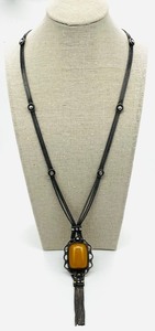 lot 5 image: Antique Butterscotch Amber Stone Sterling Silver Necklace from Turkey
