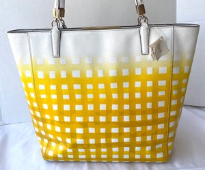 lot 3 image: Coach Madison Yellow Gingham Saffiano NorthWest Tote New with Tag