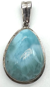 lot 31 image: Lovely Larimar and Sterling Silver Ring and Pendant Set