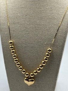 lot 11 image: 14K Chain with Beads and Heart Pendant