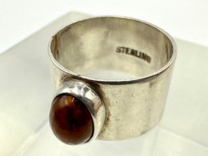 lot 85 image: Vintage Sterling and Natural Stone Ring