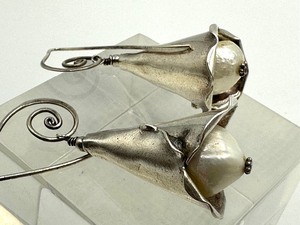lot 129 image: Artisan Sterling and Pearl Dangle Earrings