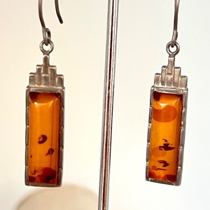 lot 119 image: Art Deco Style Amber and Sterling Earrings