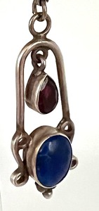 lot 108 image: Pair of Sterling and Lapis Dangle Earrings