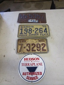 Vintage License Plates & Hudson Sign