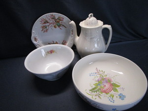 Ironstone Bowls, Plate, Coffee