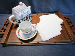 Vintage Tray, Teapot, Napkins