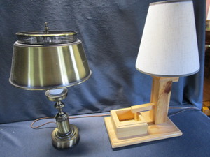 Wooden Pump & Brass Lamps